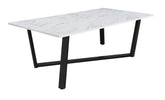 Coaster Mayer Rectangular Dining Table Faux White Marble and Gunmetal Model 193781